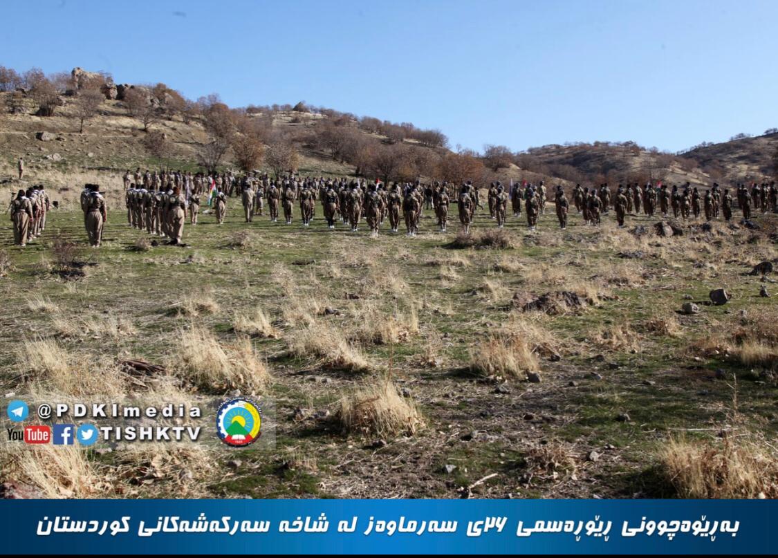 PDKIenglish's tweet photo. A graduation ceremony was held for new Peshmergas recruits in the Kurdish mountains. Since the return of PDKI’s #Peshmerga Forces to their former bases in the border region between eastern and southern #Kurdistan, many Kurdish youths have joined the Kurdistan Peshmerga Forces. https://t.co/DoTzRS4Sxf