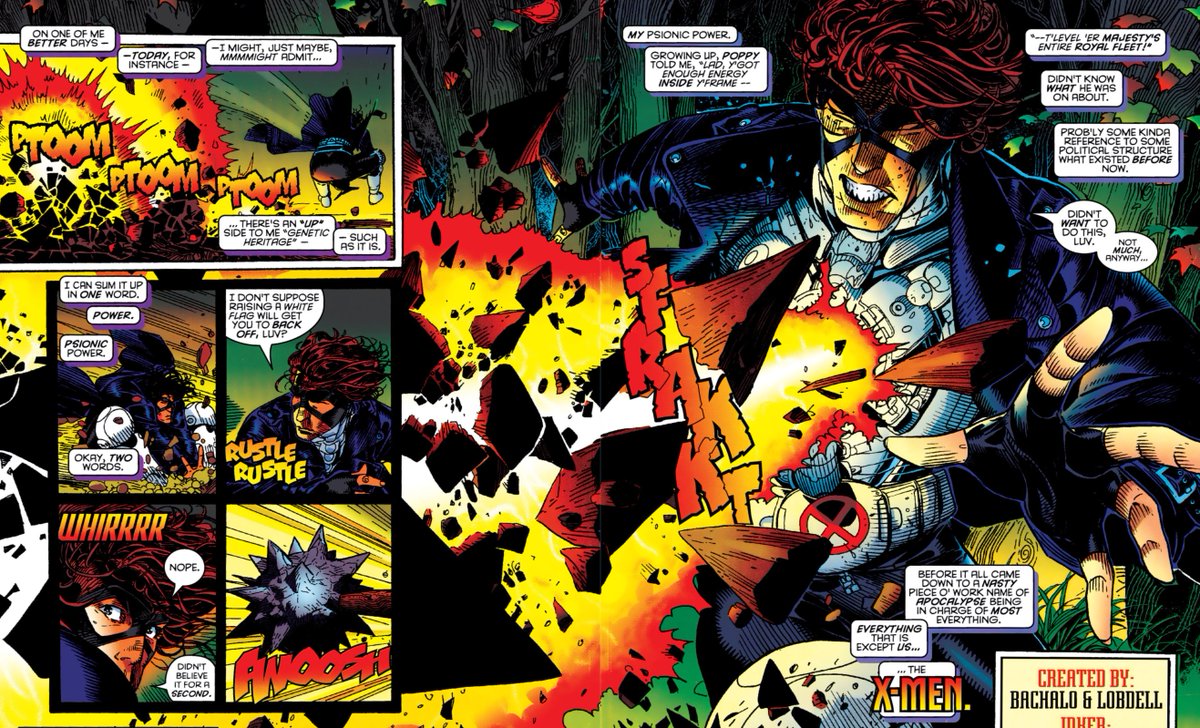 Tho it's a cool visual, it's sometimes difficult to understand how Chamber's powers even work. I think the more whole version of him we got to see in GENERATION NEXT gives a more conventional take on his ability.