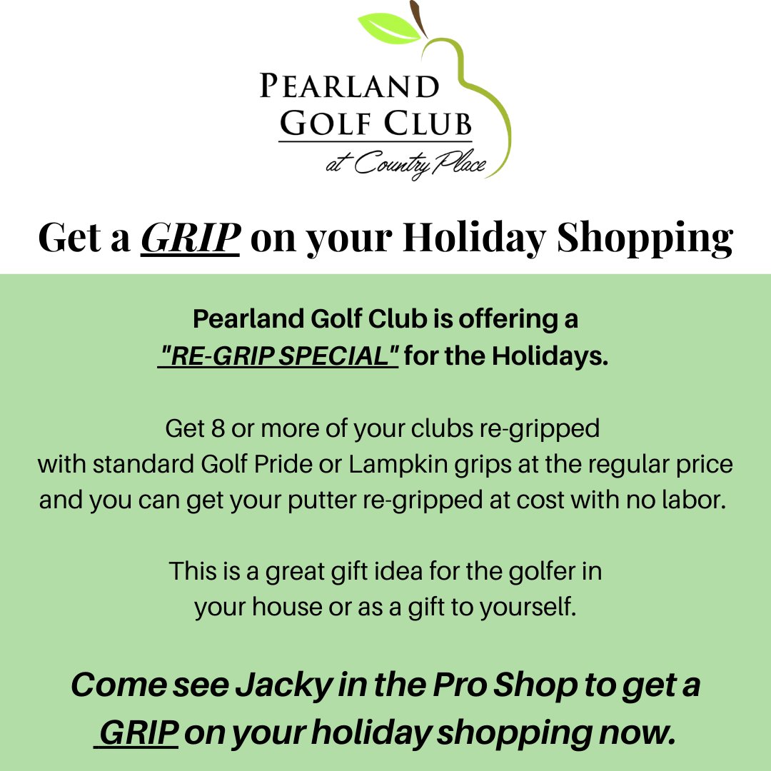 PearlandGC's tweet photo. Get a GRIP on your Holiday Shopping! 🏌️🎁 https://t.co/FqLoldMFXq