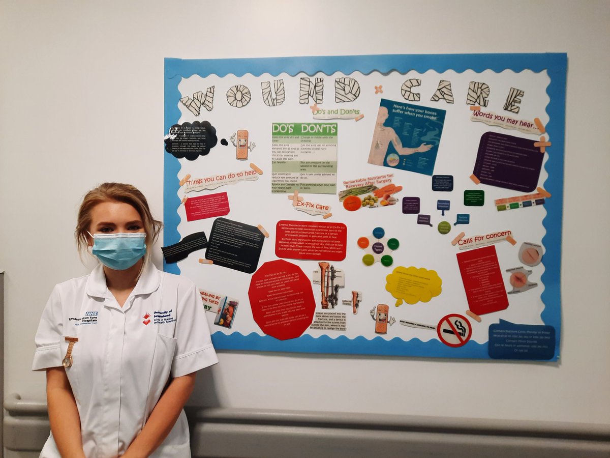 Fantastic Wound Care Patient Education Board produce by Student Nurse Emma-Lou whilst on placement in Fracture Clinic #patienteducation #woundcare #studentnurse  @NewcastleHosps @teammsknuth @NuthPracticeEd @sunderlanduni @LouRowberry