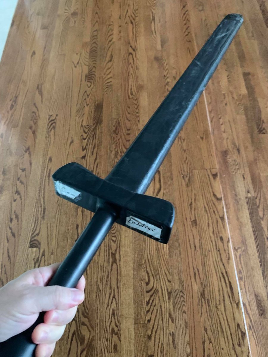 45) Before I complete this excursion into sword combat, I must identify my actual weapon in engagement. It is a rubber sword that is as close to perfectly safe as possible. When we skirmish, we do so with safety as our highest objective. I know, ironic, right?
