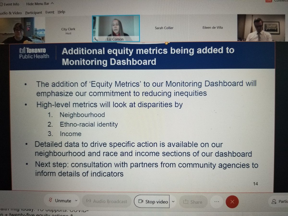Equity metrics coming soon, in consultation with community cluster tables.