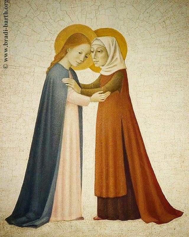 Kerrygma's tweet photo. as God grasps our arms for help:
for each of us is His beloved servant never far. 
If you want, the virgin will come walking down the street, 
pregnant with Light, and sing!#stjohnofthecross #juandelacruz #adventpoems #ourladyofadvent #visitation #bradibarth 
Art by Bradi Barth https://t.co/BnrNrtkNgZ