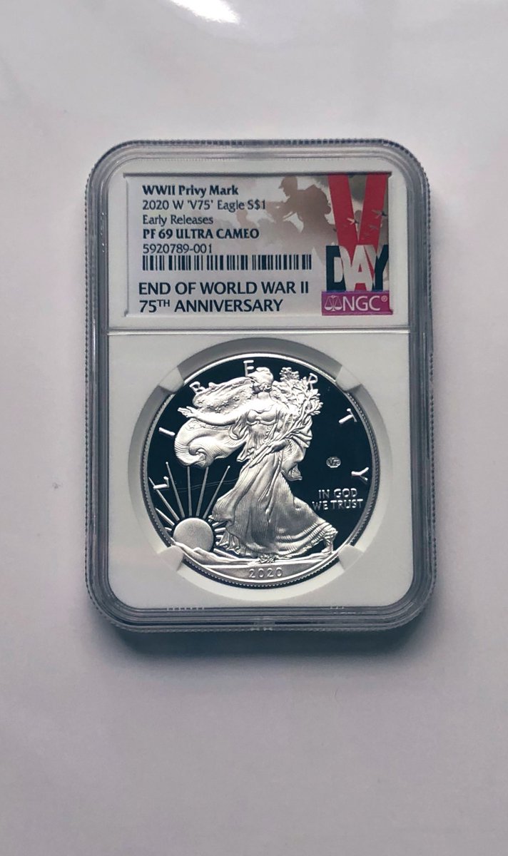 j_ninja89's tweet photo. 2020 W End of World War 2 75th WW2 V75 ngc 69PF. $450 shipped #ngc #75v #currency #graded #MoneyTwitter #MoneyMoves https://t.co/wv1Zvrkx9u