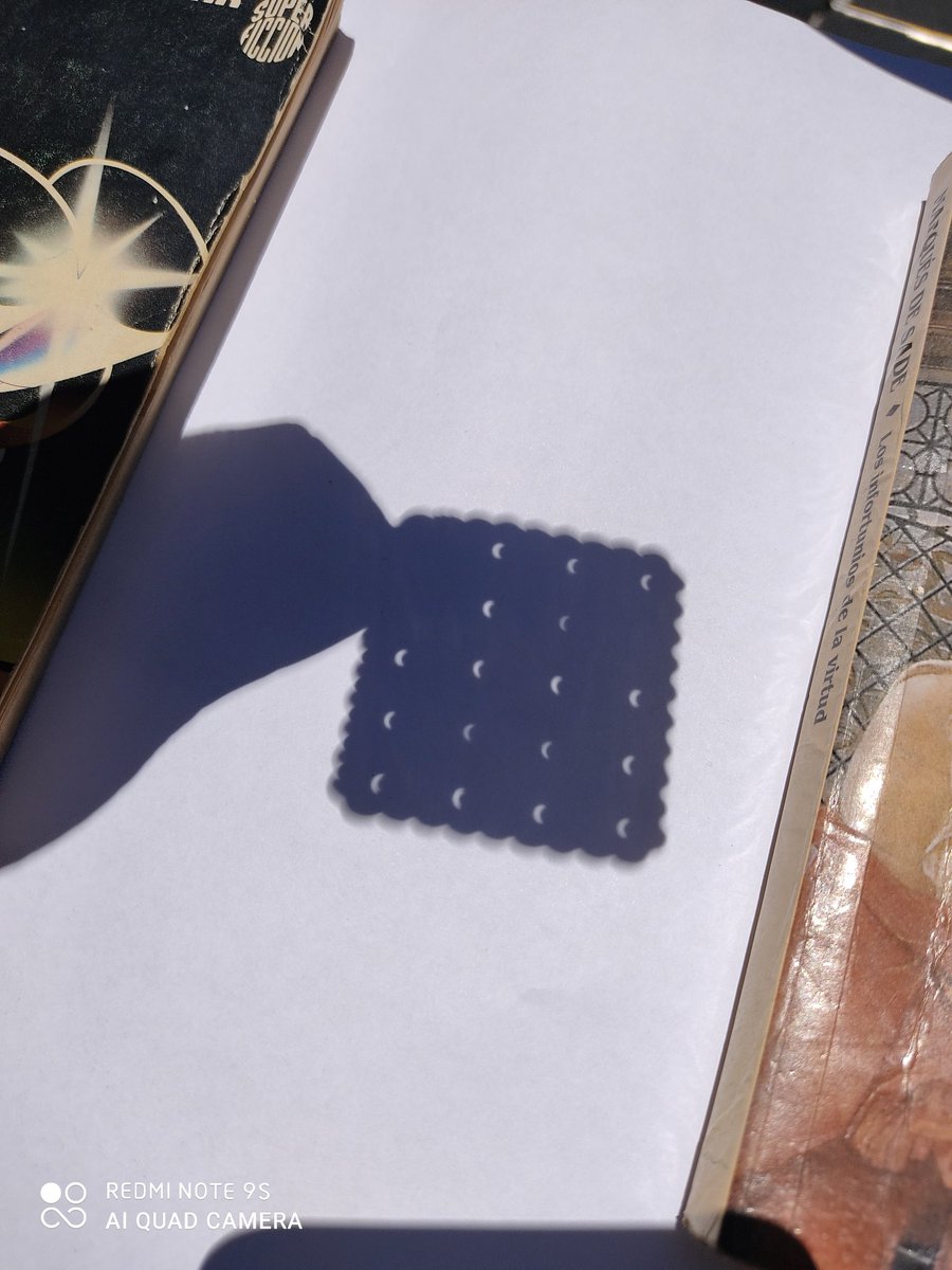 Ahrenita_'s tweet photo. Así se ve un eclipse solar a través de una galletita https://t.co/n4g6RO3q1V
