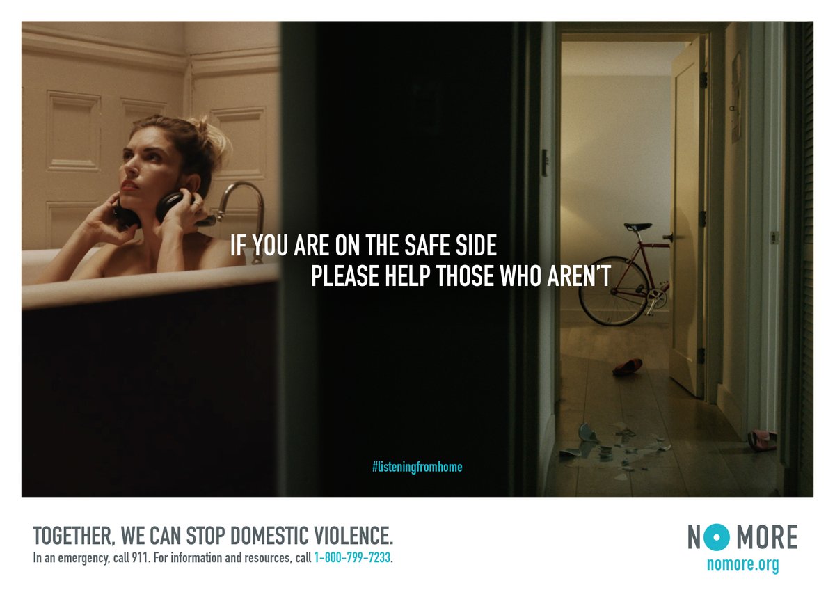 Domestic violence is all around us, especially during #COVID19. If you are safe in your home, you can help those who aren’t. Go to NOMORE.org/listeningfromh… for more information, contact @NDVH for support, or call 911 in case of an emergency. #ListeningFromHome