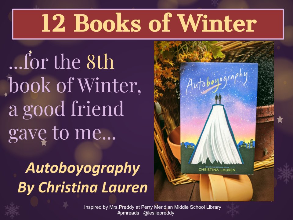 chsbookmasters's tweet photo. 12 Books of Winter❄️
For the 8th book of Winter, a good friend gave to me...
Autoboyography by Christina Lauren
Avaiable in the library and on the #SoraApp
https://t.co/MZGRroT07D
Inspired by Mrs. Preddy at Perry Meridian Middle School Library
#pmreads #autoboyography https://t.co/7rAI2SIFJp