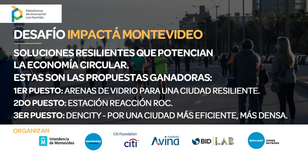 InnovaSentido's tweet photo. #DesafíoImpactáMontevideo   
Te presentamos las propuestas GANADORAS que contribuirán con impacto positivo en #Montevideo.  
#COVID19 #MontevideoResiliente https://t.co/DbLyN8XkQb