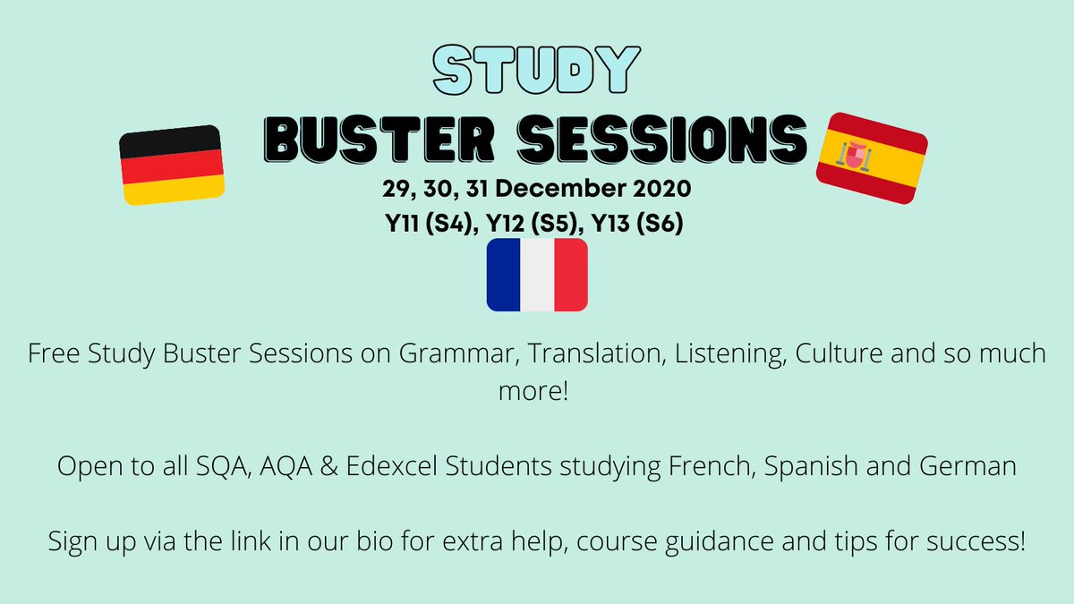 LanguageLearnSc's tweet photo. ADDITION OF GERMAN: German sessions for SQA will now be available for our Study Buster Sessions. Don’t forget to sign up by the 29th at https://t.co/nqmPBrfpQC https://t.co/B7erYy5moX