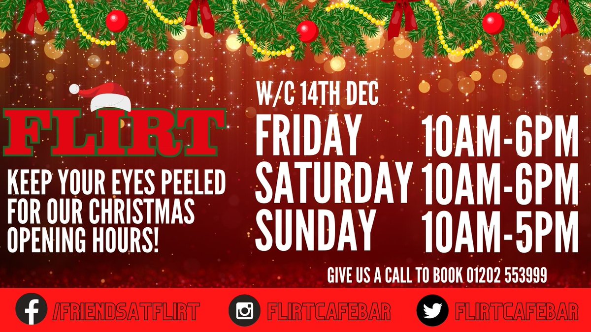 🎁 Friday 18th Dec 10am - 6pm
🎁 Saturday 19th Dec 10am - 6pm
🎁 Sunday 20th Dec 10am - 5pm

#Christmas #bournemouth #bmth