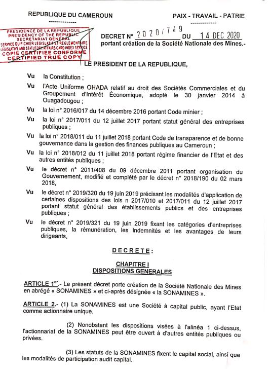 minmidt's tweet photo. La Société Nationale des Mines crée par Décret du Président de la République.
https://t.co/rd29Bf5gZY
#MINMIDT #SONAMINES https://t.co/GCtGfNNWzC
