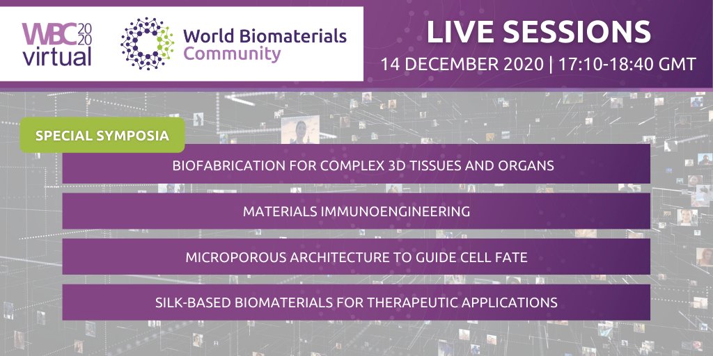 We are wrapping up today’s programme with some more amazing sessions! 

Our experts will explore #biofabrication for complex #3dtissues, #immunoengineering, #microporous architecture, and silk-based #biomaterials for therapeutic applications at 17:10 GMT: ow.ly/VNOe50CIyQm