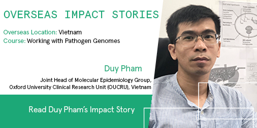 eventsWCS's tweet photo. @DuyPham_Oucru discovered #bioinformatics at Working with Pathogen Genomes, Vietnam. Find out how this led to working with @nrt_thomson at @sangerinstitute, to running the first Illumina Miseq Sequencing platform at @OUCRU_Vietnam https://t.co/M2ayeHNKE1 
#ACSCoverseas #ACSC2020 https://t.co/fNfG3TcNSh