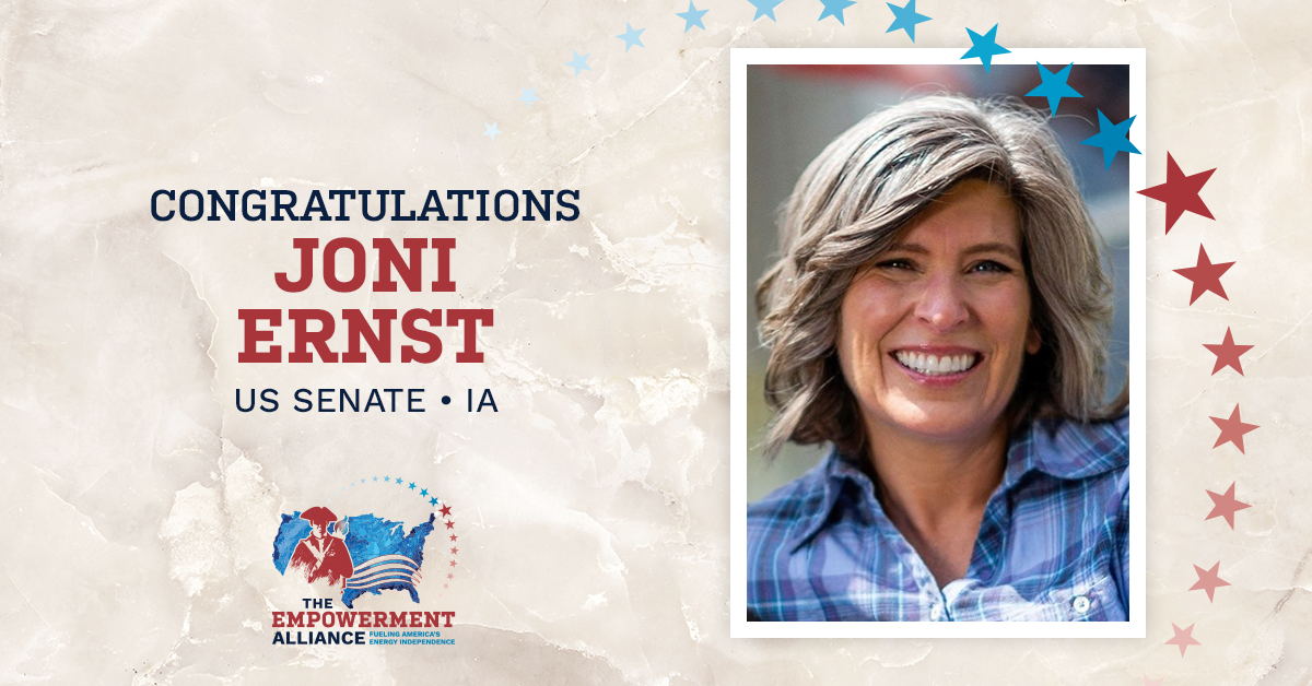 The Empowerment Alliance would like to congratulate Declaration of Energy Independence signer @joniernst on being re-elected to the Senate. Visit https://t.co/V6LSvDCrNF for more information about the Declaration of Energy Independence and The Empowerment Alliance. https://t.co/opXw0le3Oa