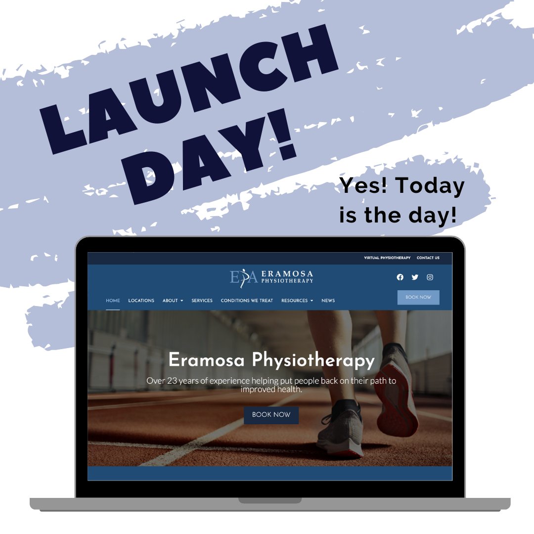 🚀 TODAY IS THE DAY🚀
.
.
Eramosa Physiotherapy is proud to announce the official launch of our new website!
.
Check it out!
.
eramosaphysio.com
.
.
.
#websitelaunch #launchdate #comingsoon #goodthings 
#websiteupdate #physiotherapy