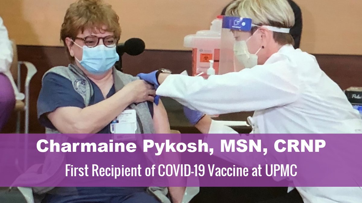So proud of Charmine Pykosh, MSN, CRNP, one of our senior APPs, who is the first person to receive the COVID-19 vaccine at UPMC.
Now that's a #Hero 
#BeLikeChar