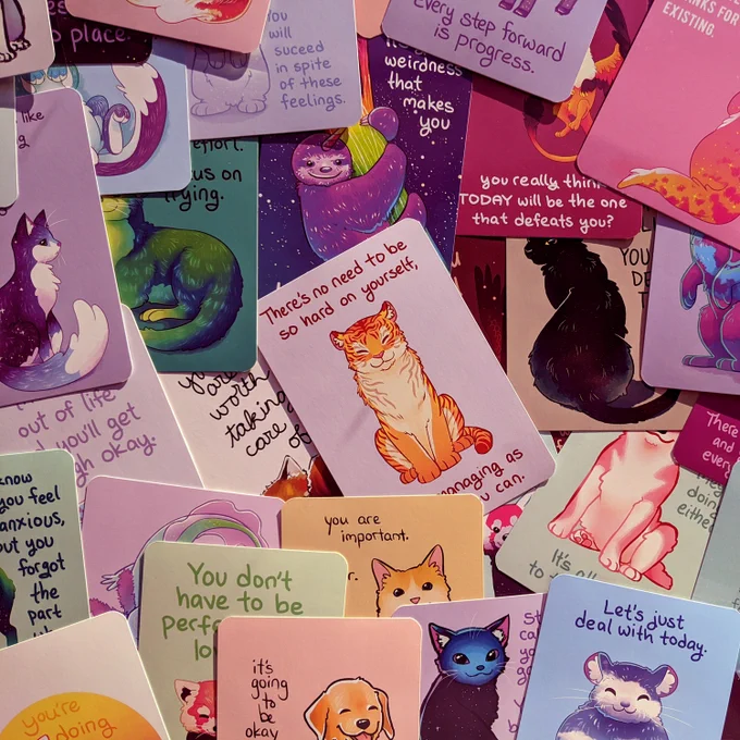 Just in the nick of time, Thera-pets is back in stock everywhere, yay! It contains 64 4" x 6" kind, affirming cards. 

Available here~
Bookshop: https://t.co/Af8mryBscC
Amazon: https://t.co/idAKD4UHIo
Book Depository (intl shipping): https://t.co/tkR5SjRo6z 