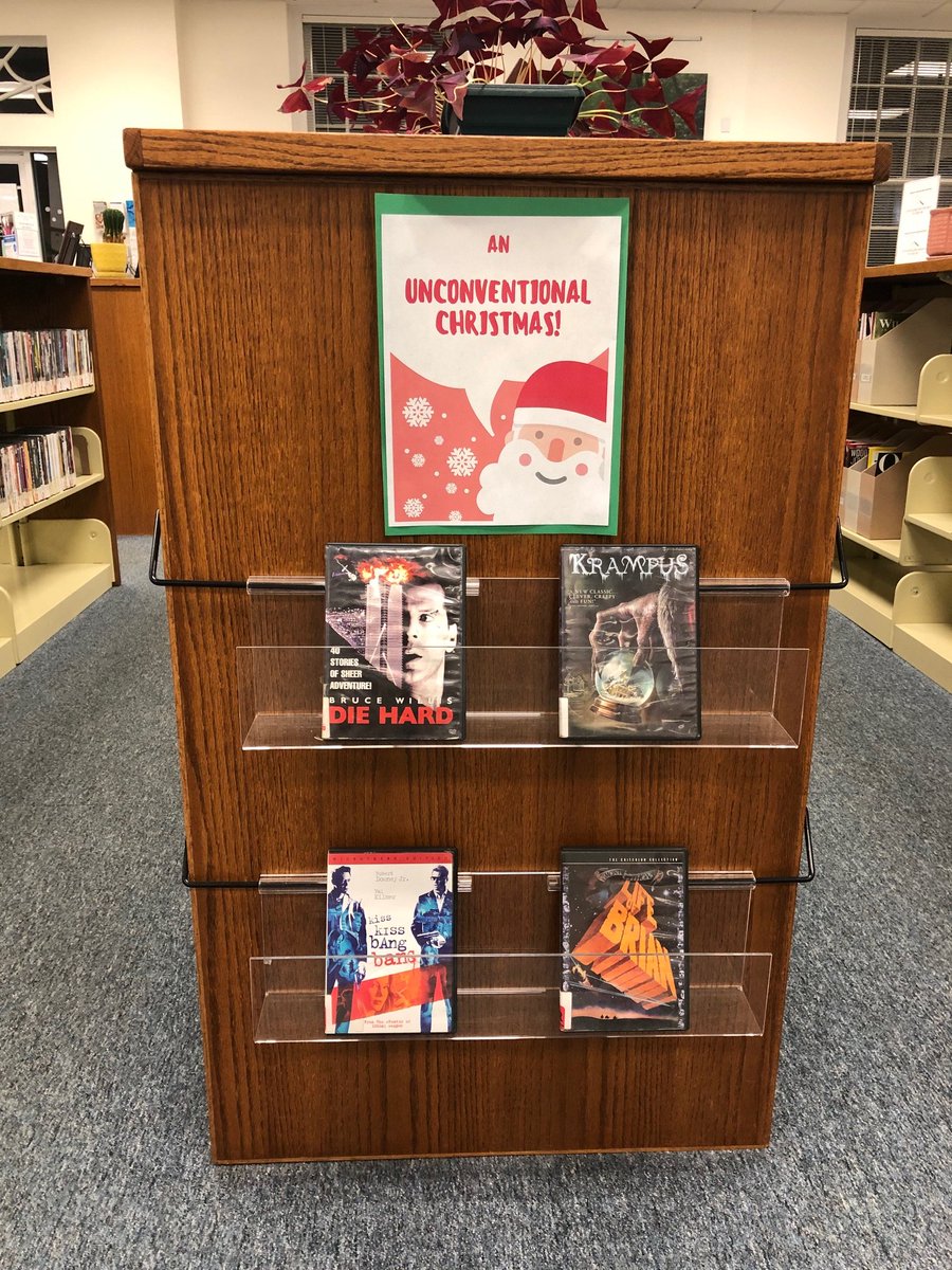 McDowellPubLib's tweet photo. What is your favorite Christmas movie of all time? Here are our unconventional picks for the holiday season. Call 652-3858 or 668-7111 to schedule an appointment for browsing! #mcdowellreads #andwatchesmovies #MCPL https://t.co/v4HytGocxq