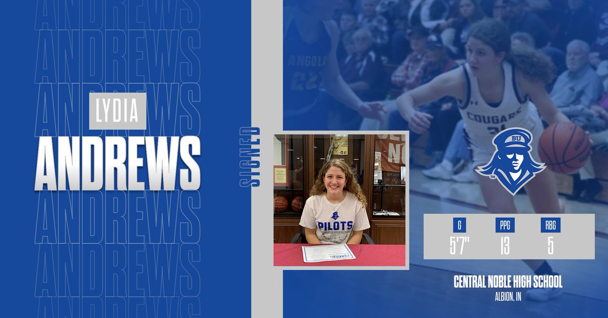 BUPilotsWBB's tweet photo. The Pilots are excited to welcome Lydia Andrews, a 5'7" guard from Albion, Indiana to the family! 

The @CentralNobleAD standout is a perfect Bethel fit and we can't wait to see her in Bethel blue next season. Welcome, Lydia! #BUPilotsWBB https://t.co/pc8sJhC8Dz