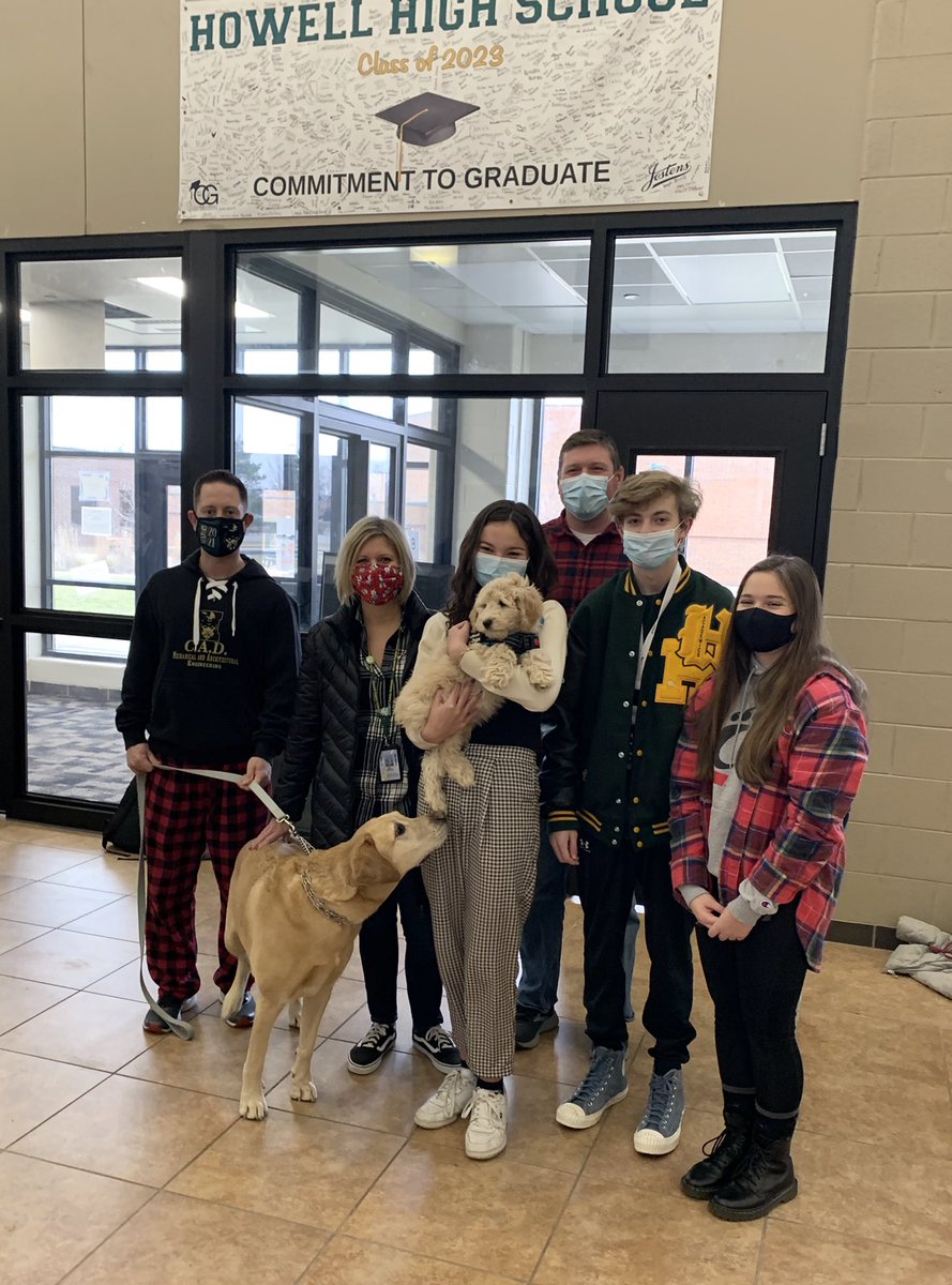 WLWPashak's tweet photo. Our newest Highlander, Finn, came for a visit today and he is perfection. Everyone loves him already! @HowellMISchools @HowellSchrock #LightHouseSMC https://t.co/CTgjKIaLJa