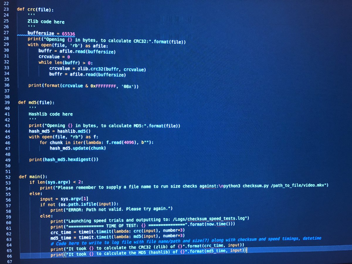 digitensions's tweet image. Day 89 #100DaysOfCode writing up a first pass Matroska video file checksum speed test script, using #timeit #hashlib #zlib #sys #os and #datetime for Python. Testing, logging and refactoring to follow this week, but feedback very welcome from more experienced folks!