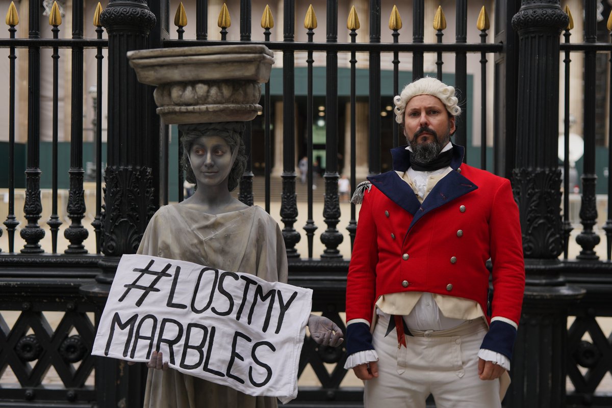 UniteParthenon's tweet photo. The #LostMyMarbles campaign has been busy over the past few months, driving awareness and support for the return of the #Parthenon marbles. Really busy. 

To start, we protested outside the @britishmuseum when it re-opened and made international headlines...

#MuseumsUnlocked https://t.co/a9cpQBu7jz