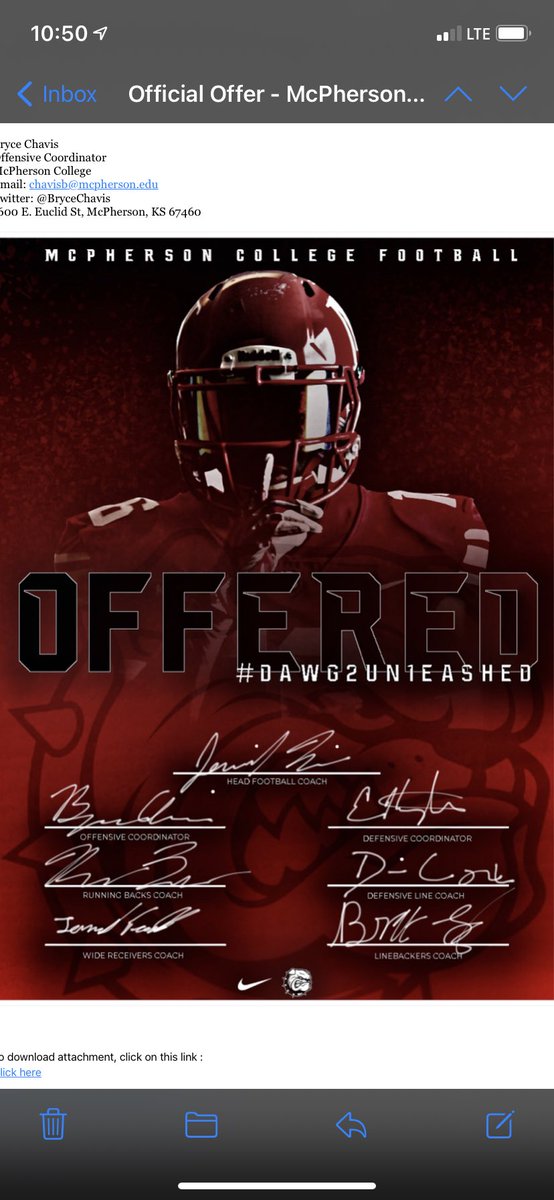 jones3sawyer's tweet photo. I am blessed and honored to receive a scholarship offer from McPherson University to continue my academic and athletic careers!! @BryceChavis  @MACBulldogsFB #GoDawgs https://t.co/8Z41Qx58z0