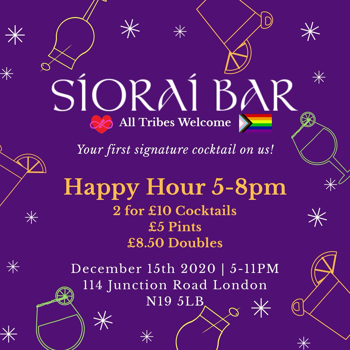 Tomorrow is the last day of Tier 2 which means it's your last chance to have a FREE cocktail on us, enjoy Happy hour for 3hrs and eat the fabulous food made by Latin Grill

#LGBTQ #tier2 #tier3 #london #happyhour #drinks #food #London #gaybar #cocktails #freedrink #PubsMatter