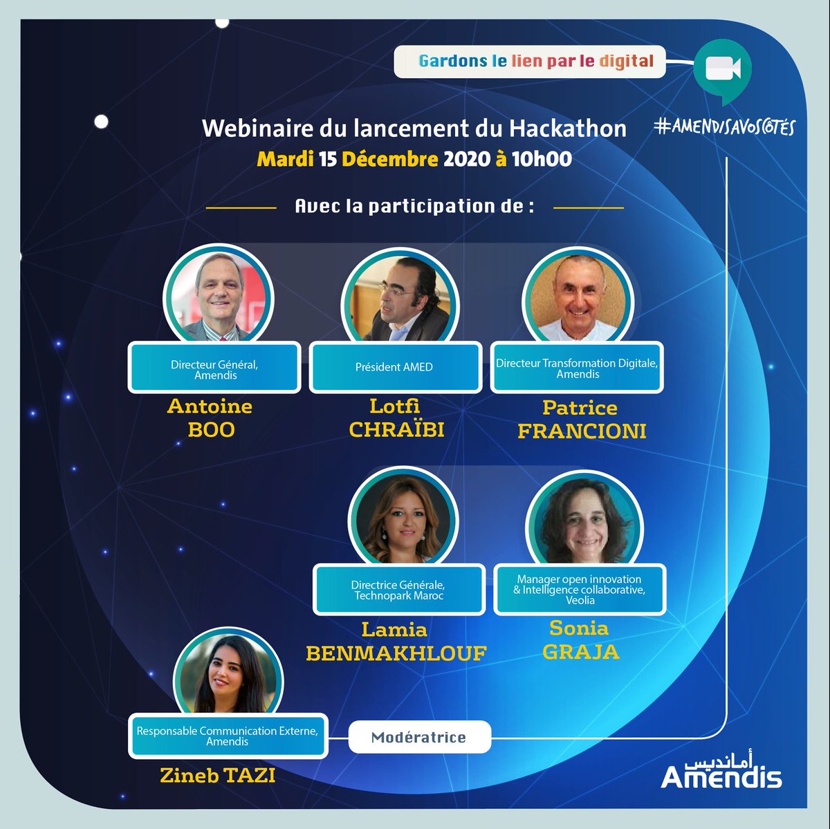 Technopark's tweet photo. 📢Webinaire de lancement d'Innov'Resourcers, #Hackathon by @OfficielAmendis avec la participation d’un panel d’exception ! RDV demain à 10h00 ➡️Contactez @OfficielAmendis pour plus d'informations sur l'accès au Webinaire 

#technopark #amendis #innovation #hackathon #maroc https://t.co/3d5Bniysrr