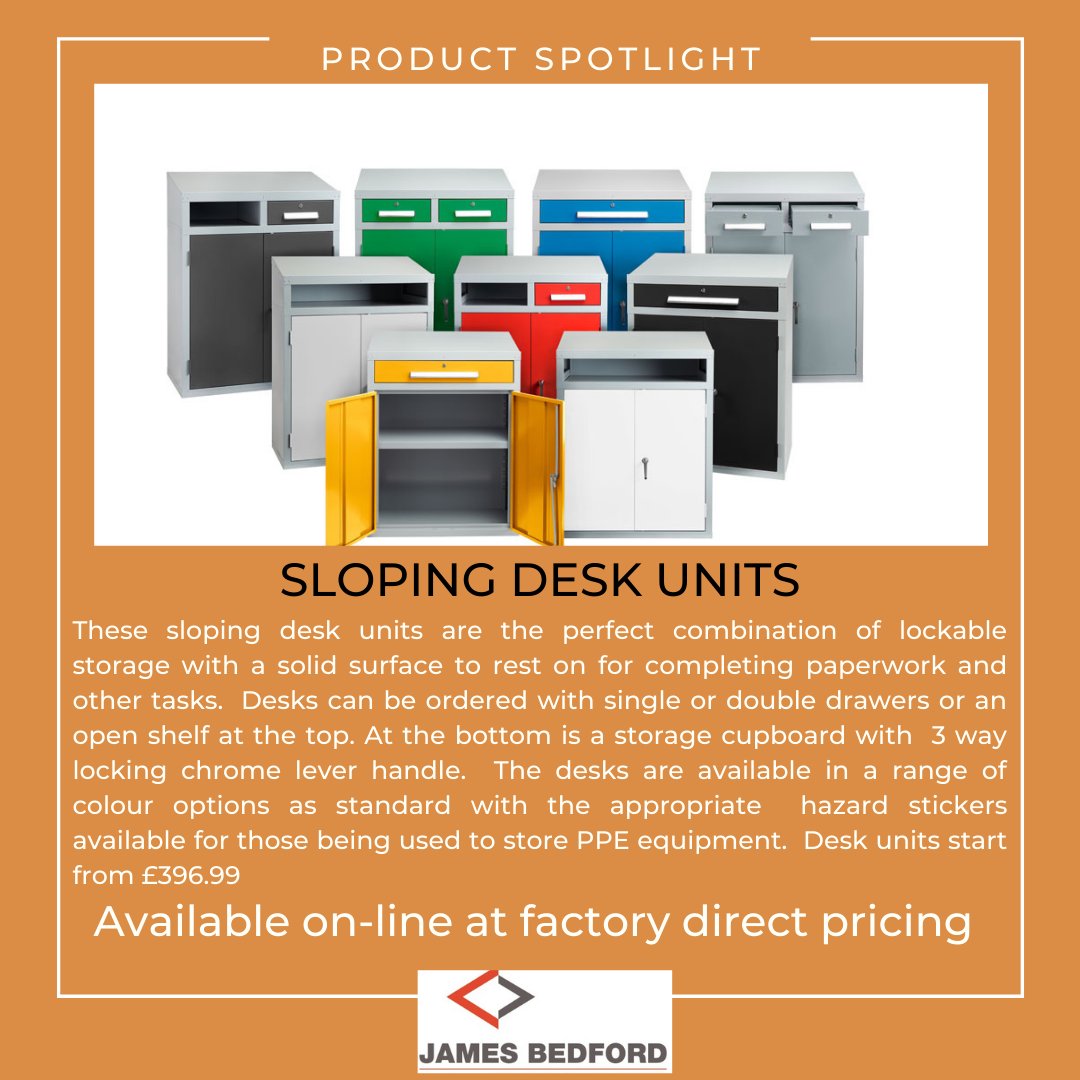 Day 14 of our Advent Calendar reveal &amp; it's Sloping Top Desks -secure storage &amp; a convenient work surface. Freshen up your workspace by ordering today! 
 ow.ly/ngp250CK4mJ
#manufacturing #engineering #deskunits #engineeringdesks #facilities #facilitiesmanagement #sitesafety