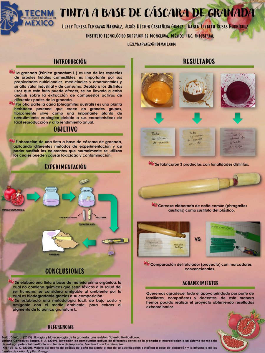 jesushectorcg2's tweet photo. Hola!, soy Jesus Castañeda estudiante de Ing. Industrial, les presento mi trabajo sobre la elaboración de una tinta amigable con el medio ambiente a base de cascara de granada #tallerdeinvestigacionTECcampusMonclova #tinta #granada https://t.co/CXcdPHSXZh