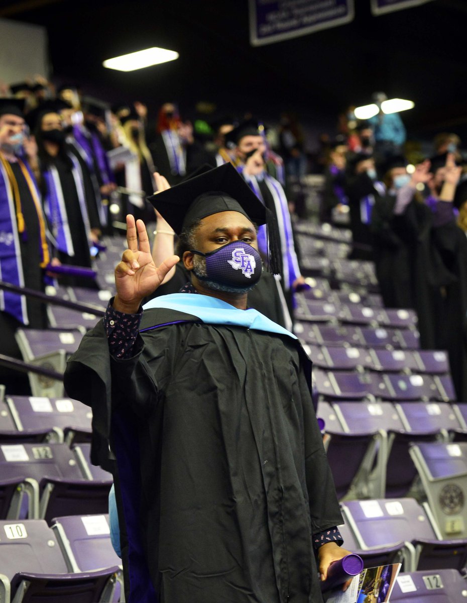 SFASU's tweet photo. Commencement ceremonies looked different this fall, but the pride we have for our graduates remains the same. Congratulations to all of our new SFA alumni! #AxeEm https://t.co/nziAuKbDqp