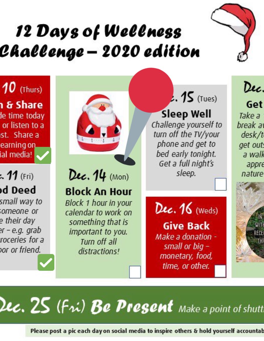 Day 3 of #12daysofwellness block an hour do something that matters to you!  🕰 It’s hard to block a full hour of time during the day but doing something that is important to you is so rewarding I got up early to make sure I got a workout in 💪 what are you making time for today?
