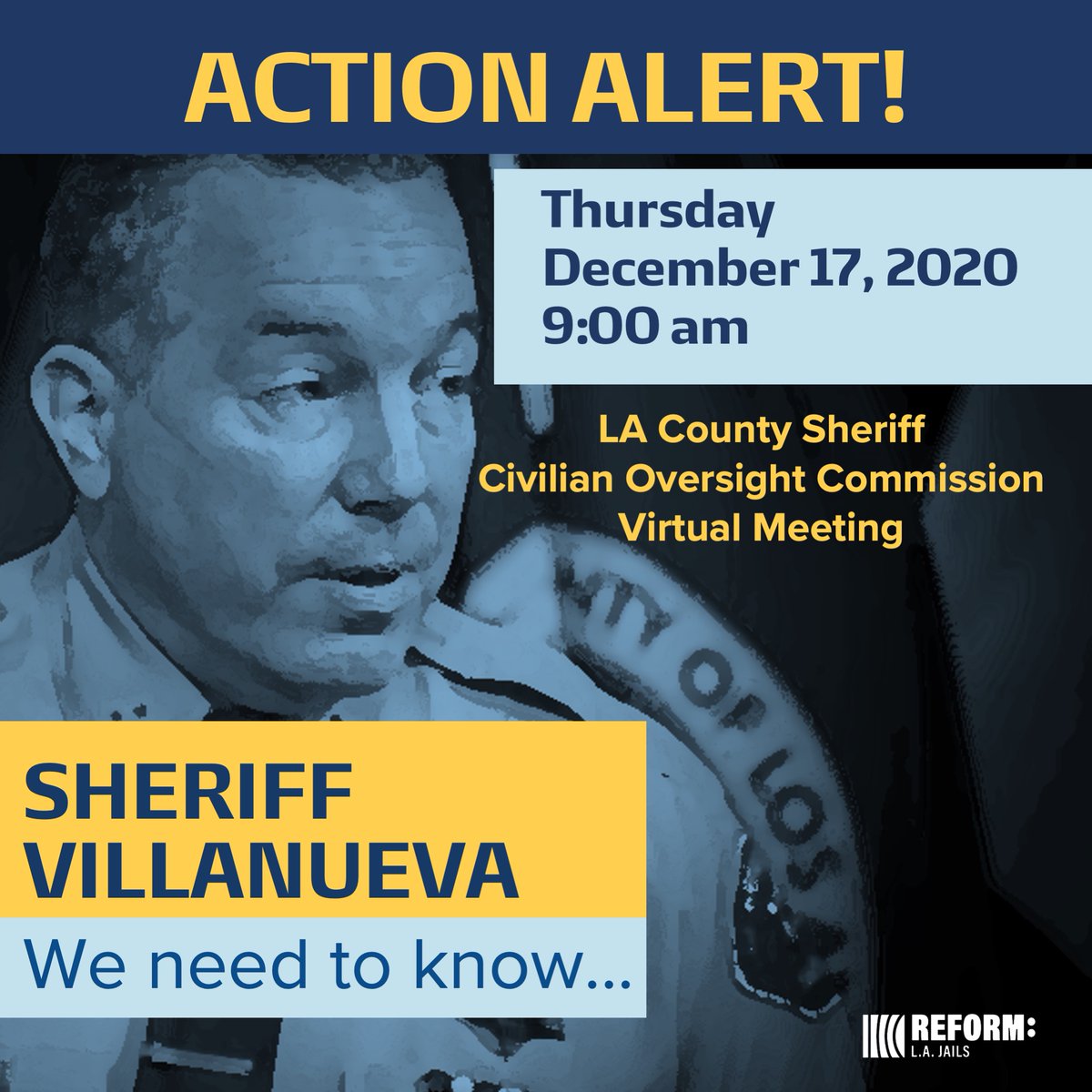 JusticeLANow's tweet photo. 📢 ACTION ALERT TODAY!! 📢

🚨 Submit public comment to the @CountyofLA Civilian Oversight Commission! 

Find the toolkit at: https://t.co/jEHHzgqBvp https://t.co/FttRfJdDC7