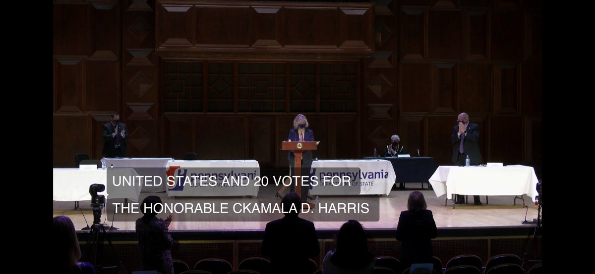 Pennsylvania cast its 20 electoral votes for  @JoeBiden and  @KamalaHarris.  #ElectoralCollege
