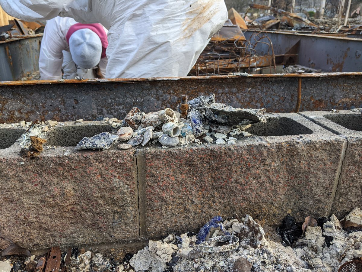 The archaeologists are here to find cremains, but they keep their when out for other thingsThis is a small pile of knick-knacks, probably from a jewelry boxThey'll tell the family it's there but won't push the issue. "For some of them, it's too painful"