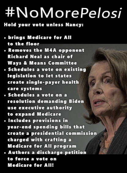 SocializeMediaL's tweet photo. Thursday We will have a Twitter Rally at 3pm ET to Call on all our progressive Reps to hold their vote 4 Nancy as Speaker until she brings M4All to the floor. We will also be making the following demands. Join us. Pls Don't use the hashtag til' then. https://t.co/RaDpqgmJzV https://t.co/m6NyT2mz0Y