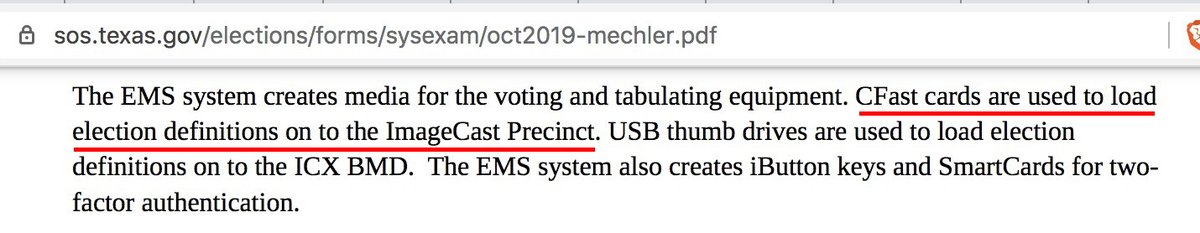 Ramsland "one [USB] contained the software package used to tabulate election results on [3 Nov] other was programmed [6 Nov] with a different software package which yielded significantly different voting outcomes"FALSENo tabulation software on USBs https://www.sos.texas.gov/elections/forms/sysexam/oct2019-mechler.pdf4/