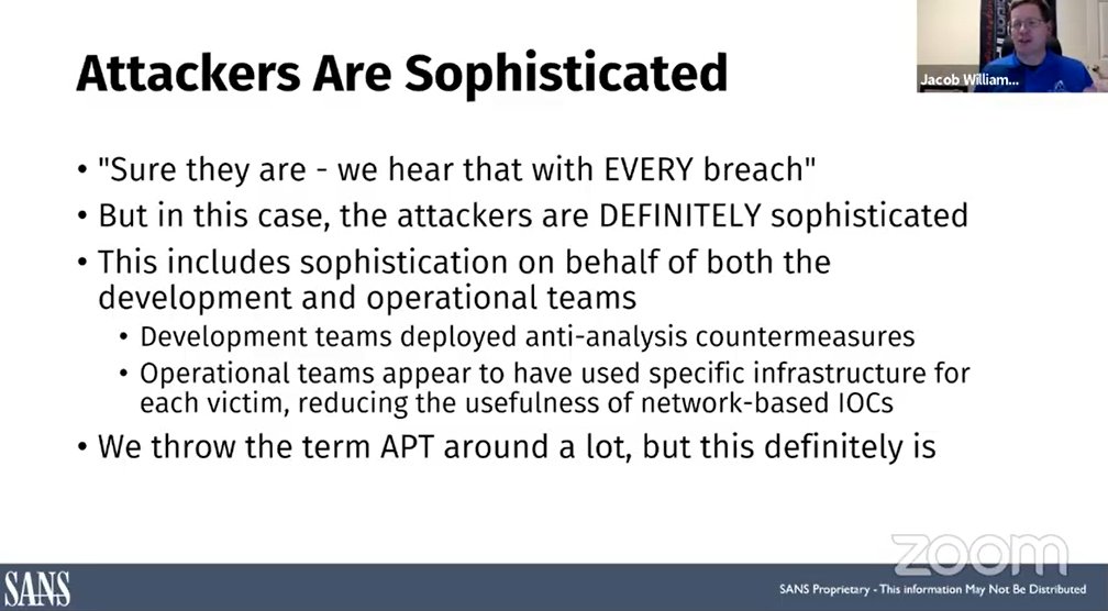That's a YES for APT  #SolarWinds  #CTI  #ThreatIntel  @SANSInstitute Webcast  @MalwareJake
