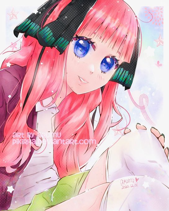 𝓪𝓻𝓾𝓶𝓾さんがTwitterに投稿した中野二乃(五等分の花嫁)のイラスト。