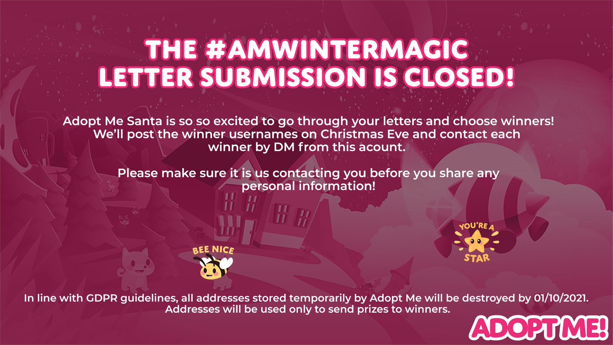 Adopt Me On Twitter The Amwintermagic Letter Submission Is Closed Thank You For Sharing Your Favorite Moments In Adopt Me This Year We Ll Contact Winners From This Account On Christmas Eve
