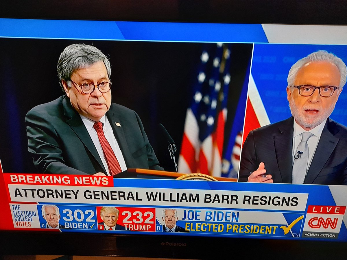 The Attorney-General William Barr is resigning on December 23rd. He said the Dept of Justice has found no substance to allegations of electoral fraud, angering the President.