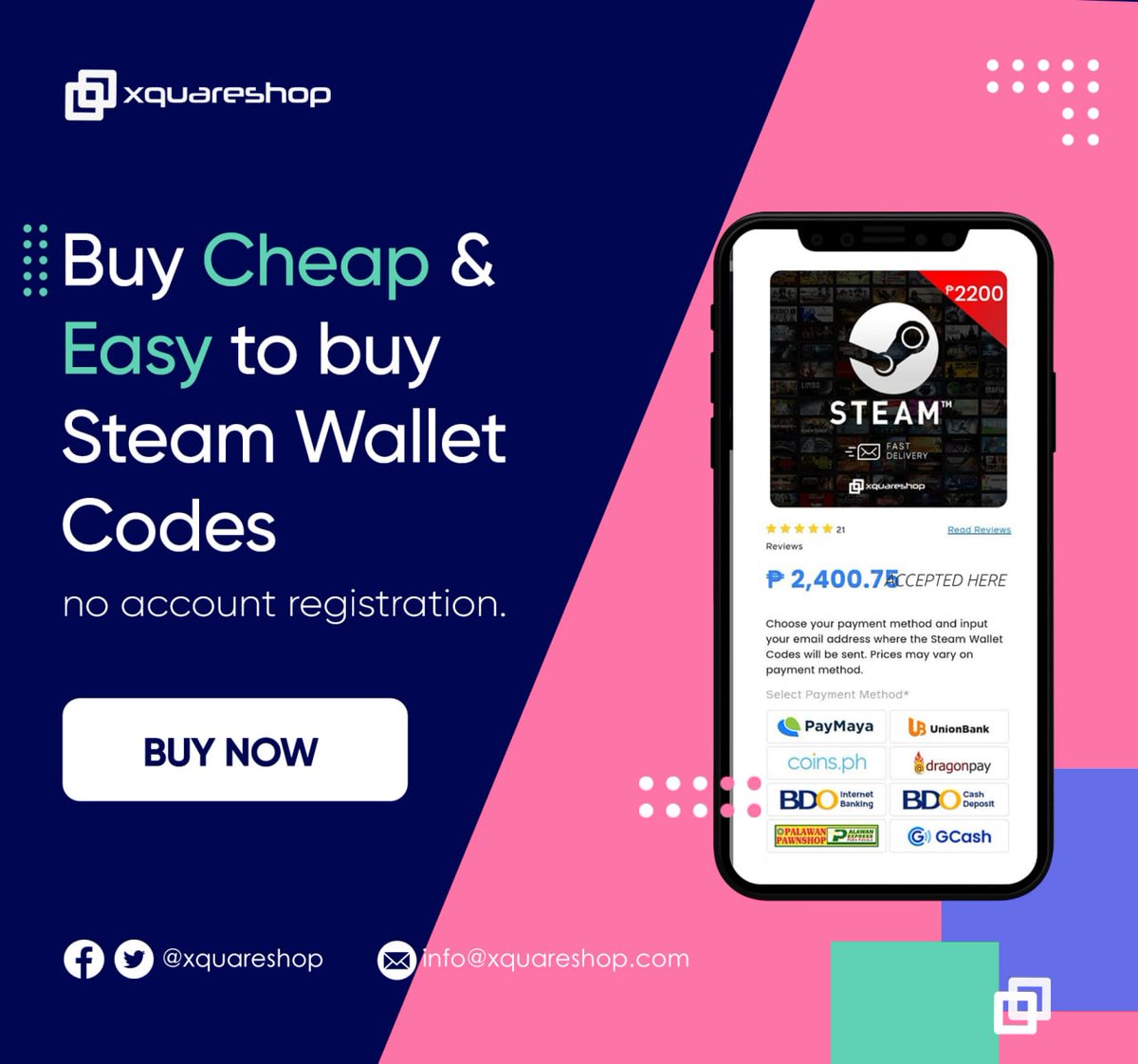 xquareshop's tweet image. Buy cheap Steam Wallet Codes without account registration. 🔥🔥🔥

bit.ly/xquare-steam 

#SteamWalletCodes #Dota2 #Steam