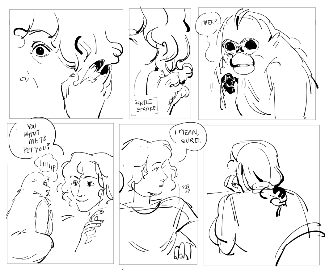 (1/2) mary/marisa his dark materials, first time mary touches ozy.
marisa wouldn't tell mary abt the daemon etiquette thing partly to shield herself from showing quite how open ozy is with mary but mary's a smart cookie shed work out pretty fast the implications- 