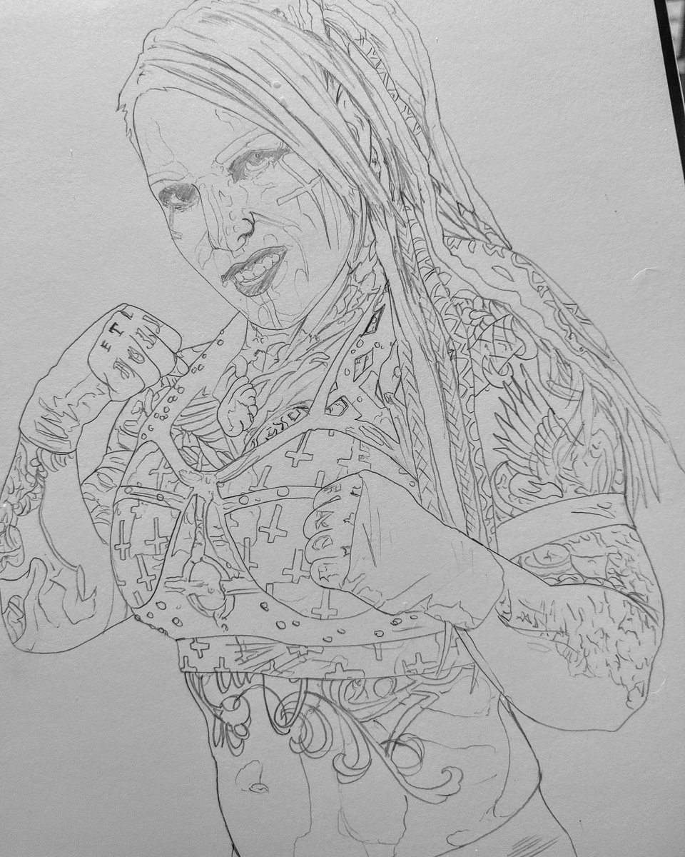 @kaijupower piece in progress! #WrestlingArt #AEW #AmericanKaiju #LindsaySnow