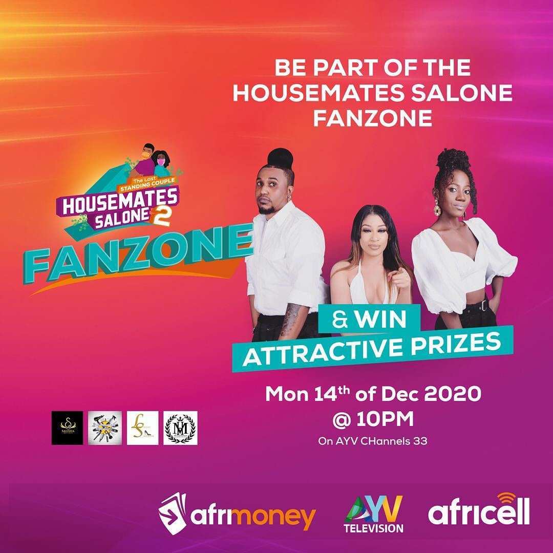 Who’s ready to have some fun tonight...😜
The “Housemates Salone - Fanzone” show comes up this Monday 14th December 2020 on AYV TV - CH 33. 

Be sure to tune in at 10pm as Hurai Bangurah will be hosting 6 evicted Housemates...
Watch live on Channel 33 or ayvnews.com