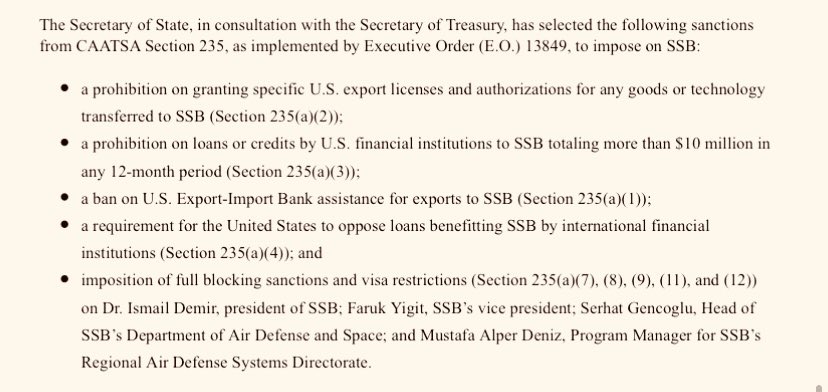 The 5 CAATSA sanctions categories that Pompeo picked (out of 12) to go after  #Turkey  https://www.thenationalnews.com/world/the-americas/us-sanctions-turkey-over-russian-s-400-system-1.1128821