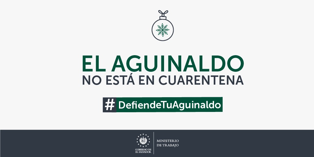 TrabajoSV's tweet photo. El aguinaldo debe pagarse a todo trabajador, la pandemia no es excusa. #DefiendeTuAguinaldo https://t.co/j8e8tOAYYm