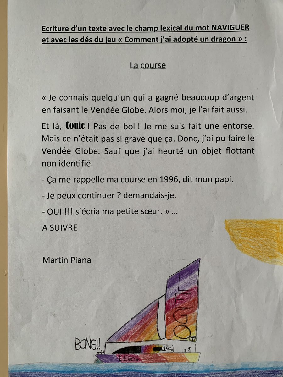 Textes écrits par Camille, Honoré et Martin pour Armel Tripon <a href="/ArmelTriponSkip/">Armel Tripon Skipper</a>