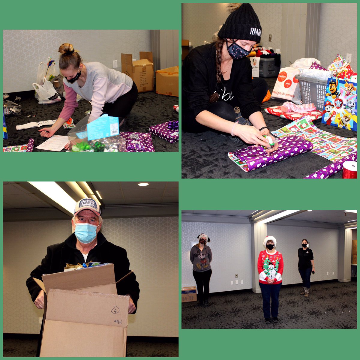 DreamsYYC's tweet photo. Santa’s Elves finished all the wrapping yesterday! All the remaining hampers were picked up today. The plans for final deliveries are being made. #dreamsohanachristmas has been a success! 🎄Special thank you to @hotelblackfoot for the space. https://t.co/AVEgwr172R